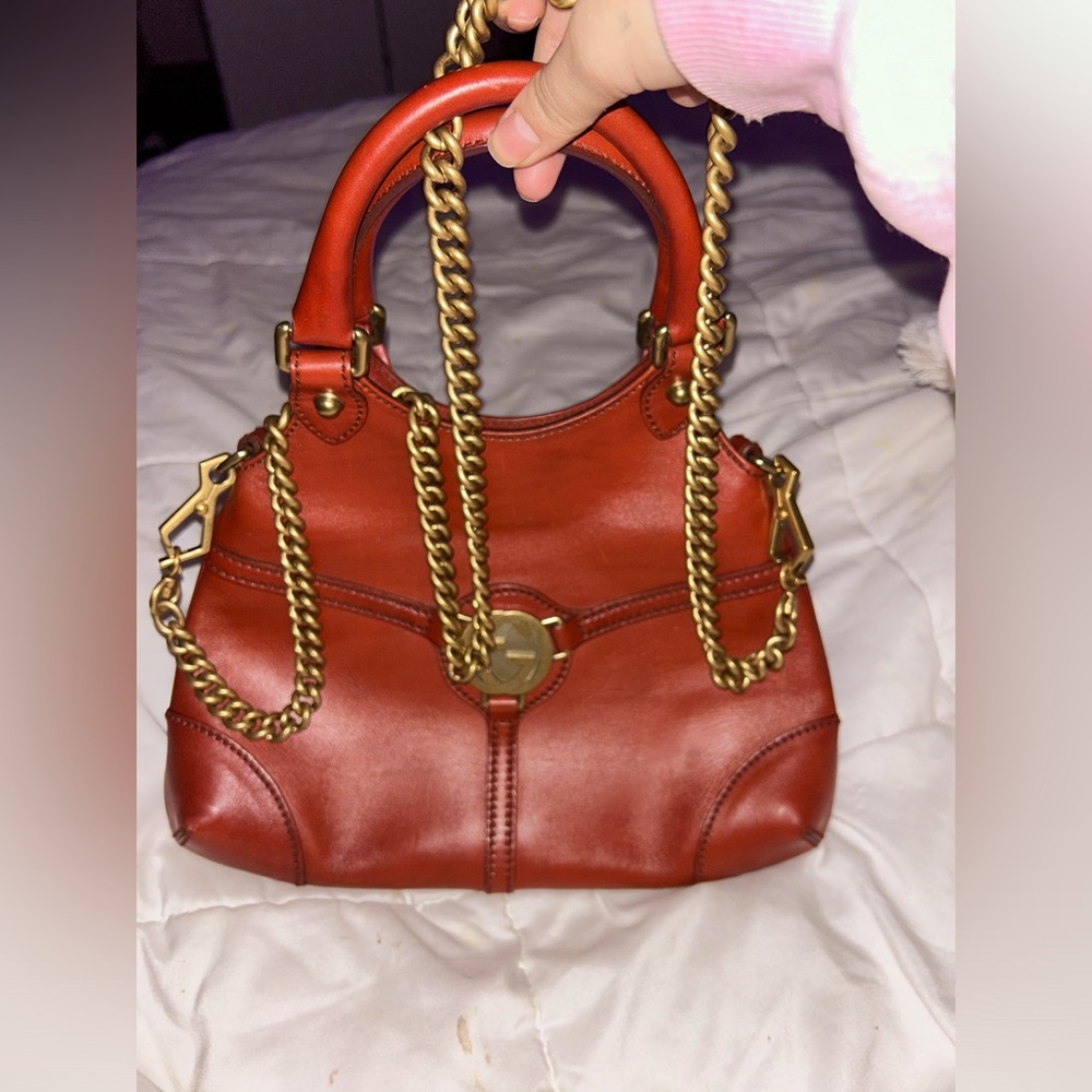 Authentic Red Gucci Rein Hobo purse